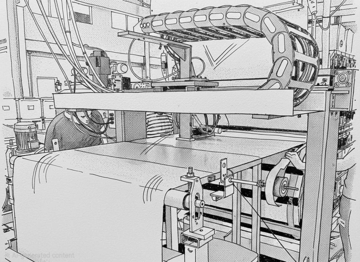 Technical concept illustration of production machinery